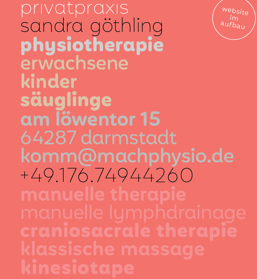 machphysio - Privatpraxis für Physiotherapie und Krankengymnastik in Darmstadt - Erwachsene, Kinder, Kleinkinder, Jugendliche, Säuglinge - Sandra Göthling - Manuelle Therapie, Manuelle Lymphdrainage, Klassische Massage, Kinesiotape, Physio